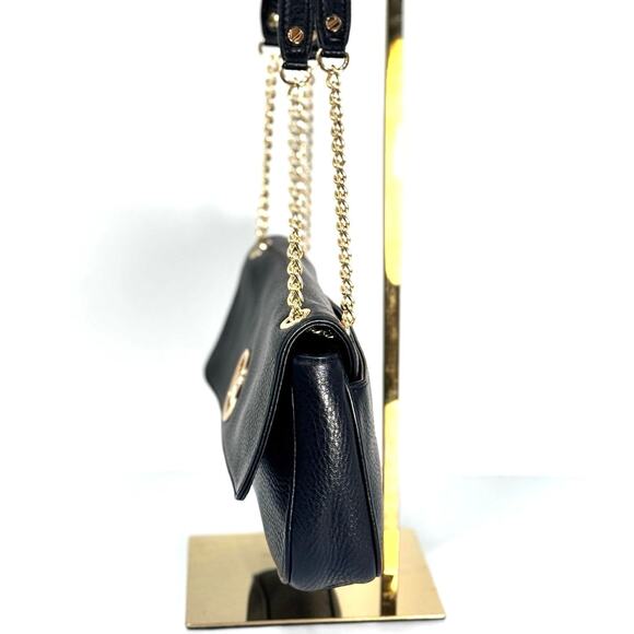 Michael Kors Pebbled Leather Shoulder Flap Bag Gold Chain Strap - Picture 8 of 9